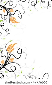 Abstract vector floral background with leaves isolated on white