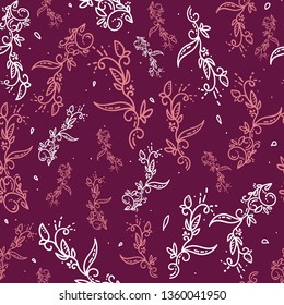 abstract vector floral background. Ornamental frosty or doodle floral red background. Seamless pattern for design wallpapers,textile, print, pattern fills, web page backgrounds, surface textures
