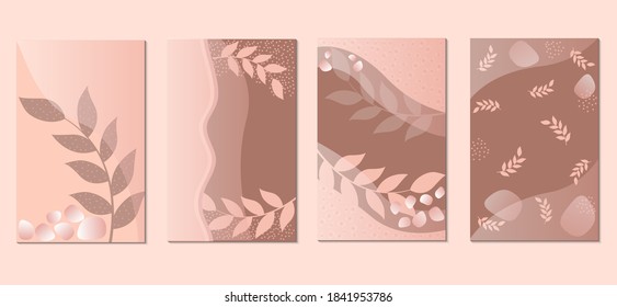 Abstract vector floral background set in pastel colors. Design templates for social media posts and stores.