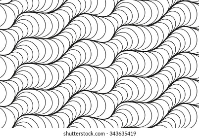 Abstract vector floral black white background of hand drawn lines