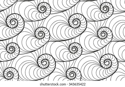 Abstract vector floral black white background of hand drawn lines