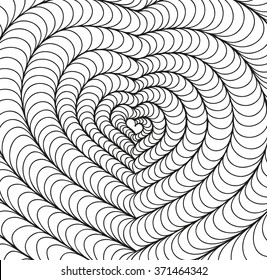 Abstract vector floral black white background of hand drawn hearts. Wave monochrome pattern. Coloring page