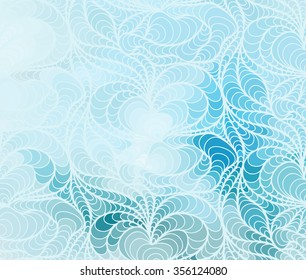 Abstract vector floral blue background of doodle drawn lines