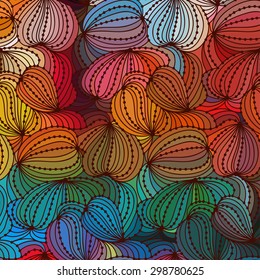 Abstract vector floral colorful background of drawn lines