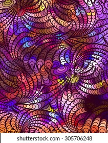 Abstract vector floral colorful background of drawn lines