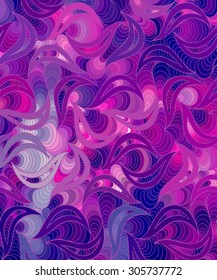 Abstract vector floral colorful background of hand drawn lines