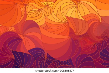 Abstract vector floral colorful background of hand drawn lines