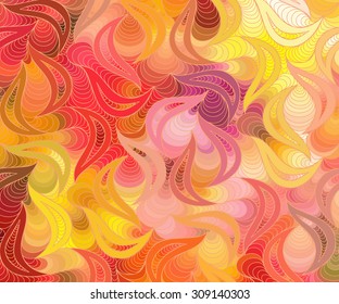 Abstract vector floral colorful background of hand drawn lines