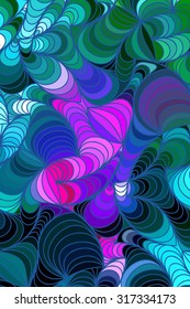 Abstract vector floral colorful background of hand drawn lines