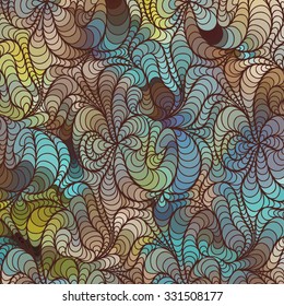 Abstract vector floral colorful background of hand drawn lines