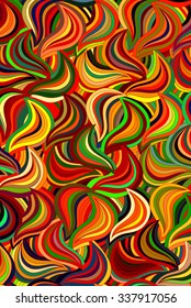 Abstract vector floral colorful background of hand drawn lines