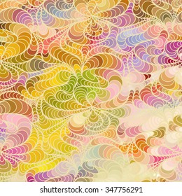 Abstract vector floral colorful background of drawn lines