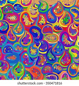 Abstract vector floral colorful background of hand drawn lines