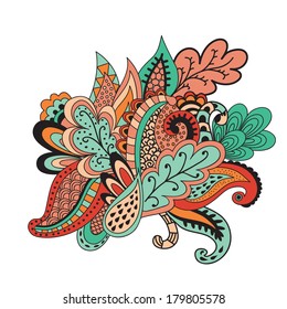 Abstract vector floral composition. Retro aoutomn colors