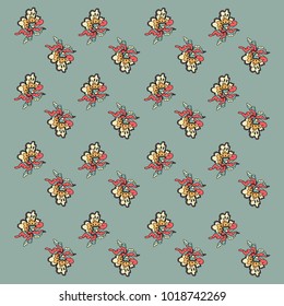 Abstract vector floral flowers with leaves pattern print  in pastel colors wallpaper on background 
