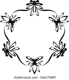 Abstract vector floral frame on white background