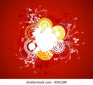 Abstract vector floral grunge background