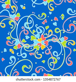 Abstract vector floral heart seamless pattern. Can be used for cards, invitations, fabrics, wallpapers, scrap-booking, ornamental template for design and decoration, etc