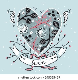 abstract vector floral heart for Valentine day designs