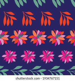 Abstract vector floral and leaves seamless pattern background. Suitable  for fabric, packaging, gift wrap, scrapbooking and other design projects.  