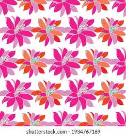 Resumen vectorial floral y hojas fondo de patrón sin fisuras. Adecuado para tejidos, embalajes, envolturas de regalo, scrapbooking y otros proyectos de diseño.  