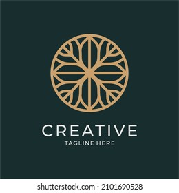 Abstract vector floral monoline logo icon design. Vector ornament logotype symbol template luxury