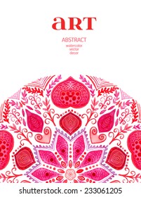 Abstract vector floral ornamental border. Lace pattern design. Watercolor ornament on blue background. Vector ornamental border frame. Can be used for Xmas banner, cards, wedding invitations etc