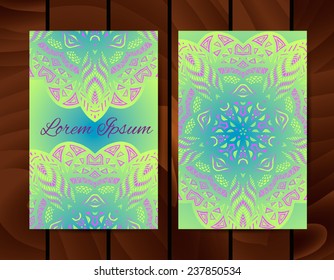 Abstract vector floral ornamental border. Lace pattern design. Watercolor ornament on wooden background. Vector ornamental border frame. 
