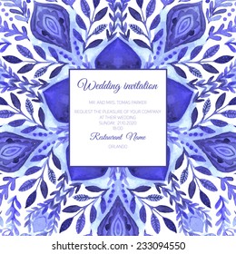 Abstract vector floral ornamental frame. Lace pattern design. Watercolor ornament on white background. Vector ornamental border frame. Can be used for Xmas banner, cards, wedding invitations etc