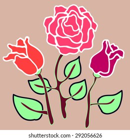 Abstract vector floral pattern. Art nouveau roses. Pink on beige. Backgrounds & textures shop.