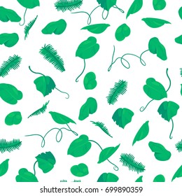 Abstract vector floral pattern with tropical palm leaves. Green summer concept. Seamless tiling pattern can be used for wallpaper, pattern fills, web background, surface texture, wrapping paper design
