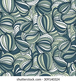 Abstract vector floral seamless colorful background of hand drawn lines