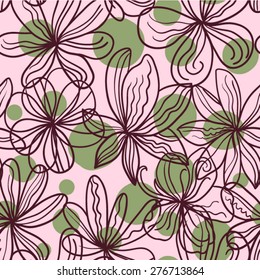 Abstract vector floral seamless pattern.