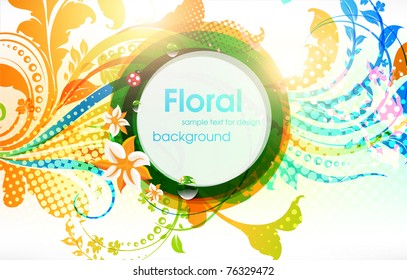 Abstract vector floral summer background with flowers, sun and ladybird. eps 10.
