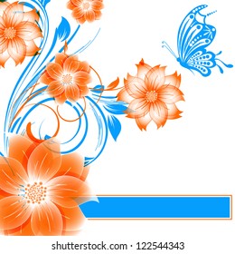 abstract vector flower background with butterfly