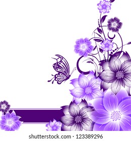 abstract vector flower background with butterfly