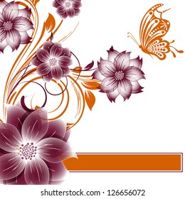 abstract vector flower background with butterfly