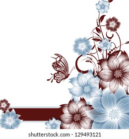 abstract vector flower background with butterfly