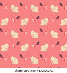 abstract vector flower background with butterfly