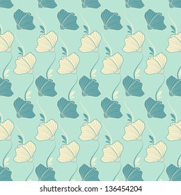 abstract vector flower background with butterfly