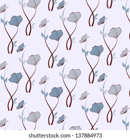 abstract vector flower background with butterfly