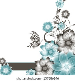 abstract vector flower background with butterfly