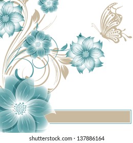 abstract vector flower background with butterfly