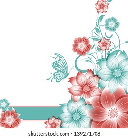 abstract vector flower background with butterfly