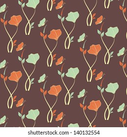 abstract vector flower background with butterfly