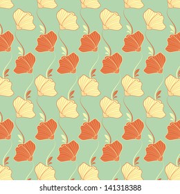 abstract vector flower background with butterfly
