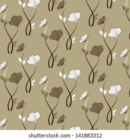 abstract vector flower background with butterfly