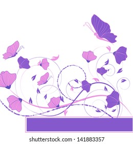 abstract vector flower background with butterfly