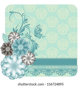 abstract vector flower background with butterfly. invitation card
