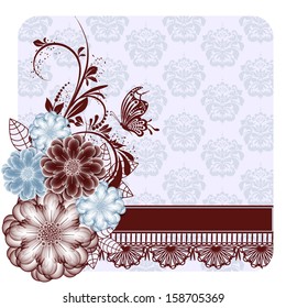 abstract vector flower background with butterfly. invitation card